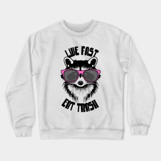 Live Fast Eat Trash | Cute Racoon Crewneck Sweatshirt